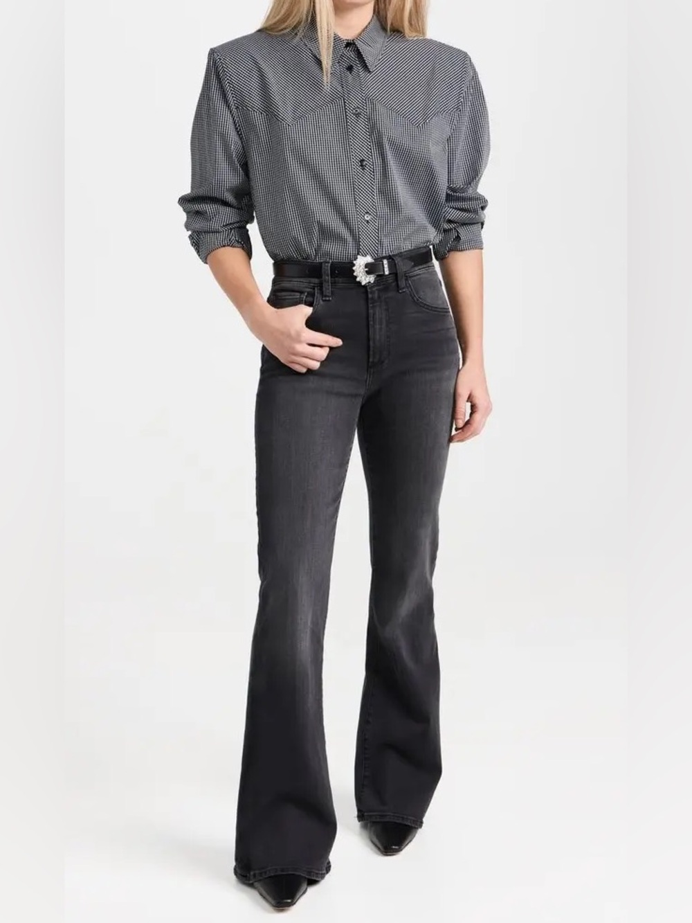 Joe's Jeans The Molly Petite Flare Guilt Free Washed Black Jeans 27P High Rise - Picture 1 of 11